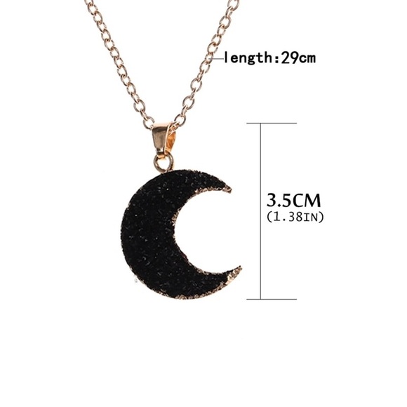 Crescent Moon Druzy Pendant Necklace - Picture 3 of 3